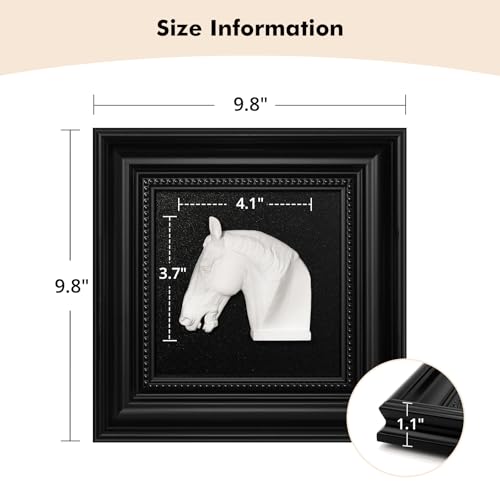 FOLKOR LIFE Black and White Framed Wall Art Sculpture for Home Vintage Decor, Horse Head Wall Decor Statue, Hanging Wall Plaque for Modern Farmhouse Living Room, Bedroom Decoration - color: Horse Head