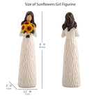 Sunflower Gifts for Women, Gifts for Mom, Sisters, Friends Who Love Sunflower, Hand Painted Woman Holding Flower Figurine - style: Sunflower