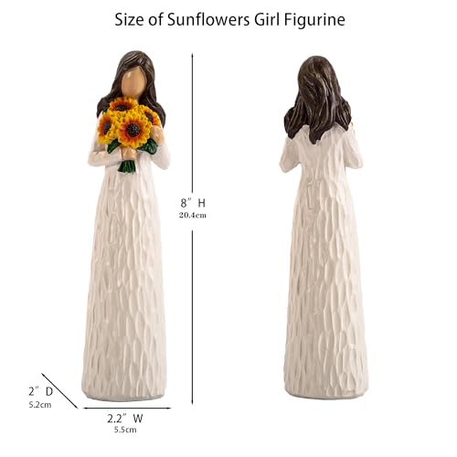 Sunflower Gifts for Women, Gifts for Mom, Sisters, Friends Who Love Sunflower, Hand Painted Woman Holding Flower Figurine - style: Sunflower