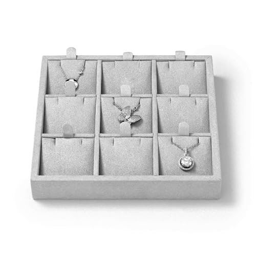 Oirlv Microfiber 9 Slots Jewelry Pendant Display Tray Travel Modular Jewelry Organizer - style: P13512
