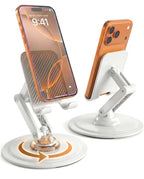 COOPER 360° Stand, Rotating Cell Phone Stand for Desk | Sturdy Metal Base, Foldable, Portable | Cell Phone Holder for Desk (Cream White) - color: B - Cream White