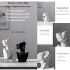 Face Vases -White,H 9.2 Inch,with Earrings Art Ceramic vase,for Flowers Ceramics Statue Flower Vase,Female Modern Cool Vases,for Office Dining Table Home Ornaments - color: White
