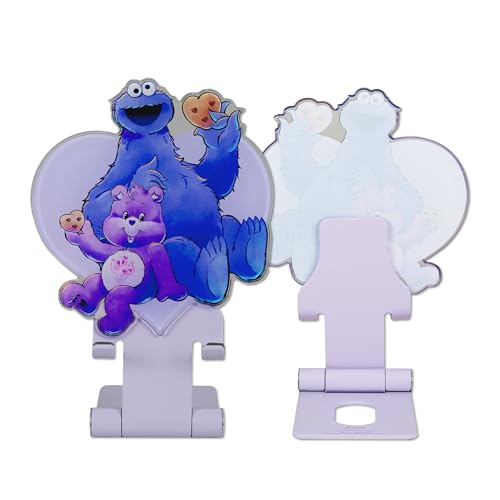 Sonix Character Phone Stand | Adjustable Cell Phone Holder, Desk Stand, Dock | Care Bears x Sesame Street Purple | Share Bear & Cookie Monster - color: Share Bear & Cookie Monster