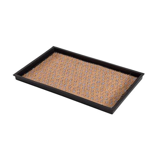 Anji Mountain Heavy Duty Waterproof Rubber Shoe Storage Mat Organizer/Boot Storage Tray Multi Use For Entryway with Coir, Tan and Blue Insert, Fits 2 Pair (24.5" Wide) - color: Tan and Blue, size: 24" x 14" x 1.5"