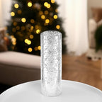 WGVI Hurricane Candle Holder Sleeve, W: 4", Ht: 12", Silver Speckled Glass Cylinder Open Both Ends, Chimney Tube Shade, 1 Piece - size: 4x12"H