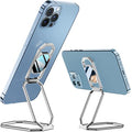 A-LuGei 𝗙𝗼𝗹𝗱𝗮𝗯𝗹𝗲 & 𝗔𝗱𝗷𝘂𝘀𝘁𝗮𝗯𝗹𝗲 Phone Kickstand Ring Holder, Magnetic Cell Phone Grips, Phone Stand for Desk, Adhesive Phone Holder for Hand, 360° Rotation Ring for Back of iPhone Case - color: Hallow Silver