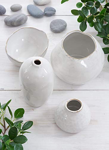Serene Spaces Living Glazed Ceramic Fishbowl Vase, Set of 4- Centerpiece for Vintage Weddings, Events, Measures 4" Tall and 5" Diameter - color: 5" Fishbowl Vase, 4 Pcs