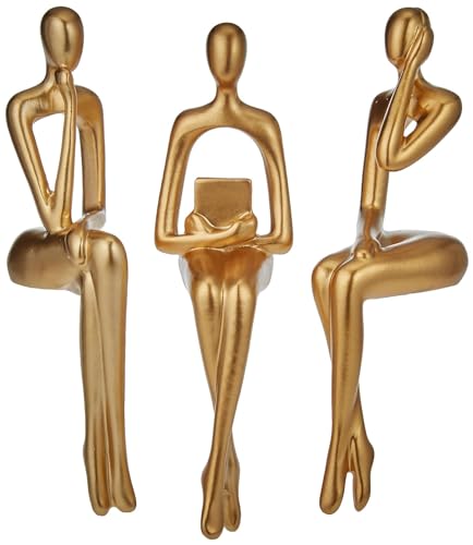 XINXUAN Gold Statue Home Decor - Modern Bookshelf & Desk Decor - 3 Piece Set - color: Gold