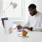 NOLITOY Simple Wooden Bookend Thickened Beech Wood Smooth Surface Book Stand for Desk Shelf Organizer Stable Non-Slip Book Stopper for Home Office Study Minimalist Design Matching Any