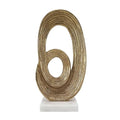 Modern Abstract Gold Sculpture 13.5-inch Aluminum Art Statue on Marble Base, Contemporary Home Decor Accent for Living Room, Office, or Shelf Display - 7" x 4" x 13.5"