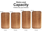 Large Wooden Serving Trays Long Party Charcuterie Boards Acacia Wood Platters Serving Cheese Board Rectangular Appetizer Snack Plates Rectangle Kitchen Dinner Platter for Food Dish Cake Dessert Tray - size: 16" x 10" x 0.8"