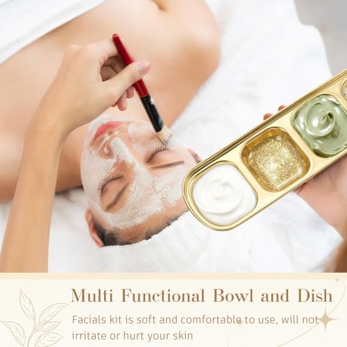 Teenyyou 4 Pcs DIY Esthetician Bowls Face Mask Tray Esthetician Supplies Stainless Steel Compartment Serving Tray Women Skincare Products for Spa Salon Aesthetician Beauty, Nail Art(Gold,Large) - color: Gold, size: Large