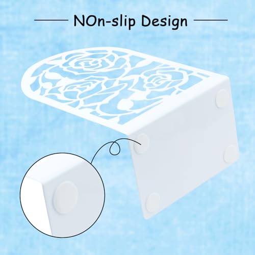Elegant Rose Bookends Hollow-Out Rose Flower Book Ends Shelves Organizer Metal Book Stands Journal Book Holder Reading Room Decorative Bookends Library Book Stoppers for Office Home School (White) - color: White