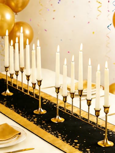 NUPTIO Gold Candle Holders for Centerpiece: Brass Taper Candelabra for Candles Sticks - Long Taper Candleholder Set of 2 for Christmas Birthday Party Fireplace Table Decor - color: Brass, size: 2 pcs