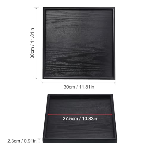 PATIKIL Wood Serving Tray 12 Inch, Square Decorative Platter for Home Decor Kitchen Table Candle Holder, Black - size: 12 Inch