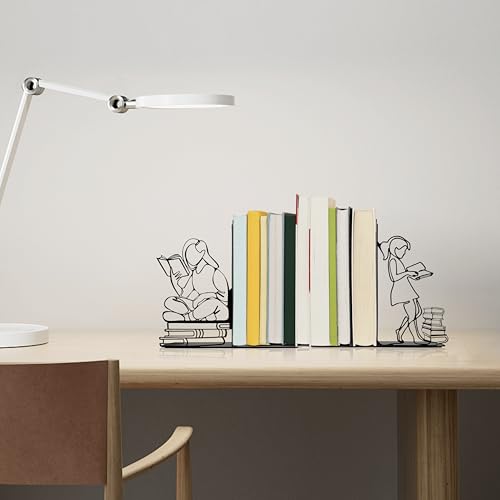 Cute Bookends Decorative, Durable Metal Book Holders with Timeless Appeal, Black, 1 Piece, 6.3x4.5x1.2 inches