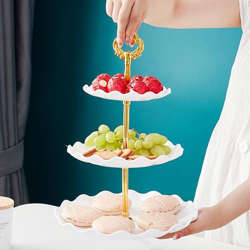 5 Pieces Cupcake Stand Set, 2 PCS 3 Tier Cupcake Stands with 3 Pieces Appetizer Trays Dessert Table Display Set for Tea Party Serving Platter and Wedding