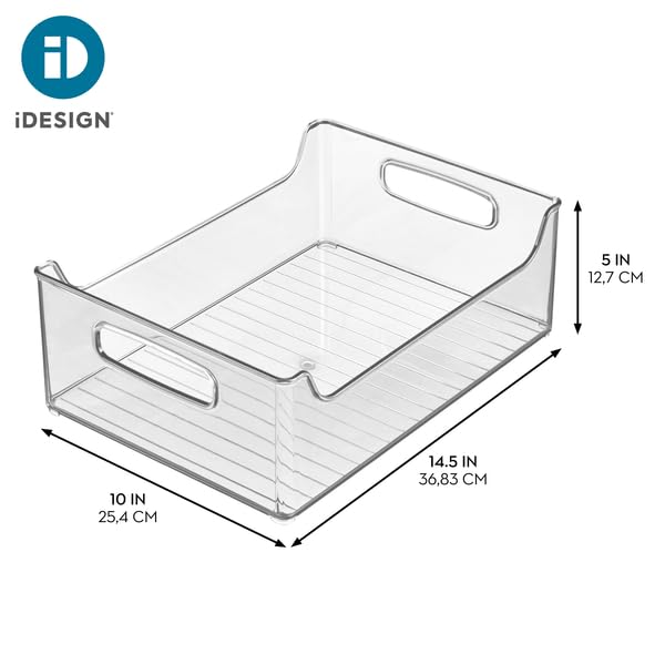 iDesign Plastic Stackable Pantry Bin - Storage Bin with Handles for Cabinets or Fridge - Set of 4 - Clear - style: Pack of 4