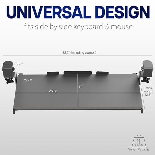 VIVO Large Clamp-on Computer Keyboard and Mouse Under Desk Slider Tray, 27 x 11 inch Pull Out Platform Drawer, Rustic Vintage Brown, MOUNT-KB05N - color: Vintage Brown, size: 27 inch