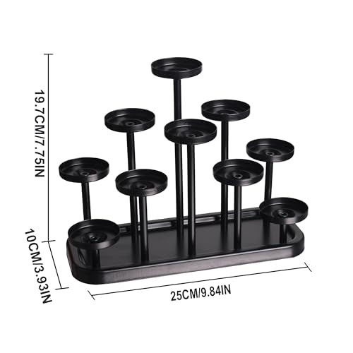 10arms Tea Candle Holder Tray, Metal Black Candlestick Holder, Candle Holders Set of 10, for Dining Room, Table Centerpiece Decor,Decorative Tray… - size: tea's 10arms