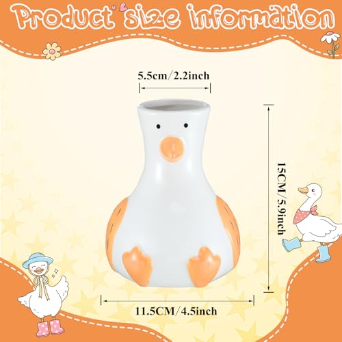 Ceramic Goose Vase White Modern Flower Vase with Unique Goose Design Aesthetic Table Decor Funky Trendy Art Planter Holder for Flowers, Home Office Shelf Decoration
