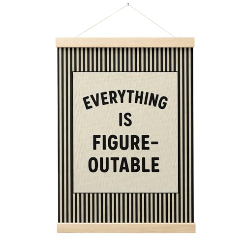 FGFK Everything Is Figureoutable Positive Affirmations Wall Art Poster Hanger Frame, Retro Black Inspirational Canvas Prints Framed Wall Decor for Office Classroom Home Bedroom, 12x16 Inch - color: Retro Black
