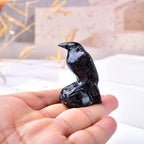Natural Flame Stone Crystal Raven Statue 2" Healing Crystal Handmade Sculpture Guardian Pocket Statues Reiki Meditation Office Home Decoration Gift - color: Flame Stone