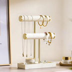 bussdis 2 Tier Bracelet Holder Display - Detachable T Bar Beige Velvet Bracelet Holder, Jewelry Holder Organizer for Bracelet, Necklace, Earrings, Rings - color: Beige