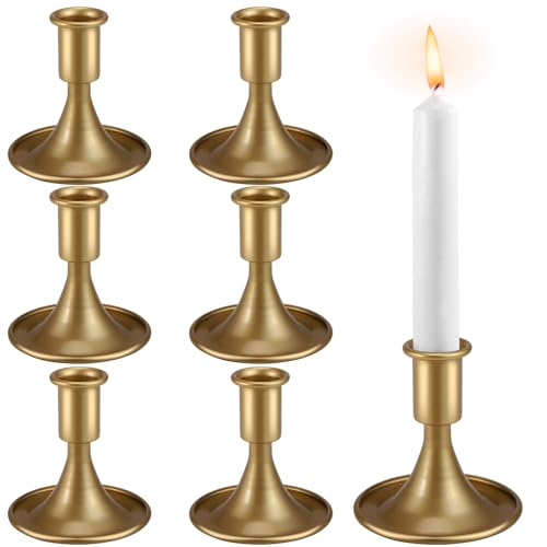 Candlestick Holders,Gold Taper Candle Holder,Metal Candles Sticks Holders,Candle Holders for Table Centerpiece Wedding Christmas Table Decor, Set of 6 - color: Gold