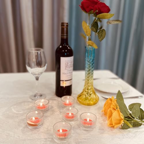 6pcs Clear Votive Tealight Candle Holder, Glass Tea Light Candle Holders for Tabletop Centrepiece Decor, Wedding Reception, Home Dining, Birthday Party and Christmas Holiday