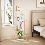 Clear Acrylic Narrow Side Table for Small Spaces, 15.75" L x 7.87" W x 38.7" H, 4 Tier Rectangle Slim End Table Nightstand, Small Mini Skinny Bedside Table for Bedroom, Bathroom, Living Room - size: 4 Tier 1-Pack