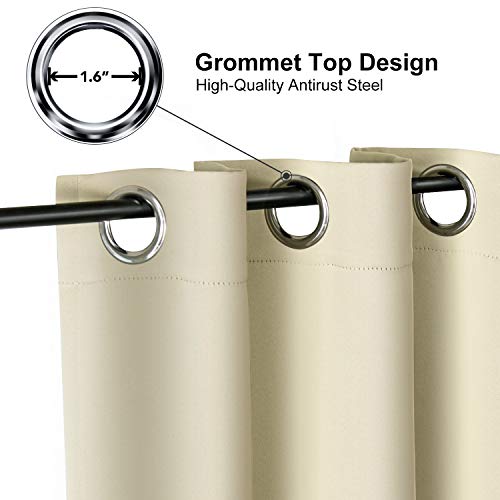 ChrisDowa Small Window Curtains 50 inches Long for Bedroom - Grommet Short Thermal Insulated Room Darkening Curtains for Kitchen (2 Panels, Beige, 29 x 50 Inch) - color: Beige, size: 29"W x 50"L (Pack of 2)