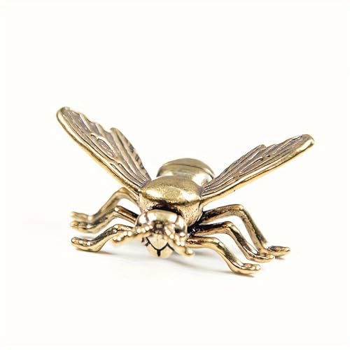 Bee Sculpture - Vintage Gold Desk Ornament Handmade | Antique Finish Desktop Decor for Study & Office
