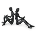 Dreamseden Cast Iron Reading Figurines, Romantic Couple Sculpture Home Decor Accent for Bedroom Bookshelf Office