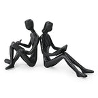 Dreamseden Cast Iron Reading Figurines, Romantic Couple Sculpture Home Decor Accent for Bedroom Bookshelf Office
