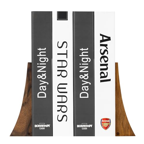 TILISMA Bookends for Heavy Books – Walnut Wood Book Ends for Shelves – Heavy Duty Bookends to Hold Books – Decorative Book Ends for Home Library – Wooden Bookend for Shelf - Bookshelf Accessories