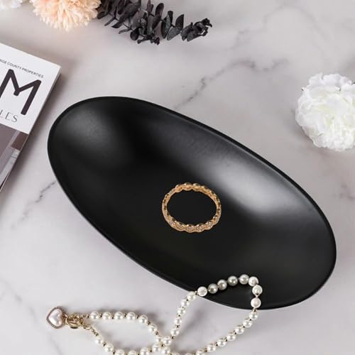Binoster Black ring jewellery tray organiser tray, dresser decor key flat jewellery bowl decorative oval dish - color: Oval