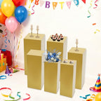 3/6 PCS Square Tall Pedestal Stand Metal Square Pedestal Stand Tall Pedestals Cake Stands for Party Wedding Birthday (Gold, 6Pcs) - color: Gold, size: 6Pcs