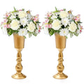 Frcctre 2 Pack Metal Wedding Flower Trumpet Vase, 12.4 Inch Tall Flower Stand, Decorative Centerpiece Artificial Flower Arrangements for Wedding, Birthday, Anniversary Ceremony, Home Decor