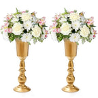 Frcctre 2 Pack Metal Wedding Flower Trumpet Vase, 12.4 Inch Tall Flower Stand, Decorative Centerpiece Artificial Flower Arrangements for Wedding, Birthday, Anniversary Ceremony, Home Decor