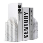 Natural Marble Book Ends - Heavy Duty Bookends for Shelves - Aesthetic Layered Arch Design Stone Book Holders, Modern Office Bookshelf Stopper Decor for Books/CDs (Volakas) - style: Arched-Volakas