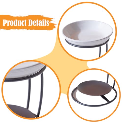 Qianly Ceramic Essential Oil Burner with Metal Frame, Ideal for Bedroom, Living Room Or Office, Black - color: Black&white(c)