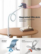 Lamicall Gooseneck Phone Holder Bed - [Nylon Braided] Flexible Arm, Overall Length 38inch, 360 Adjustable Clamp Clip, Overhead Cell Phone Mount Stand for Bed, Blue White - color: blue white
