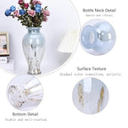 Hand Blown Glass Vase 11.8" Tall Beautiful Blue White Sea Wide Mouth Bud Vase for Table Centerpiece, Painted Colorful Murano Glass Flower Vases for - Home Entrance Wedding Center - color: Blue and White