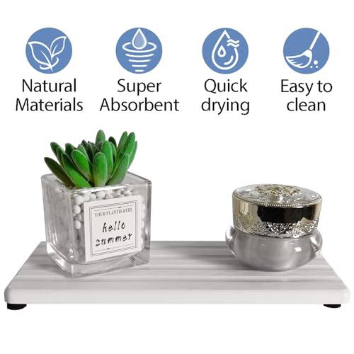 Diatomite Soap Dish, Water Absorbing Stone Tray, Kitchen Sink Organizer, Fast Drying Counter Holder (White, 9.5" x 4.7"/24 x 12cm) - color: White, size: 9.5" x 4.7" (24 x 12cm)