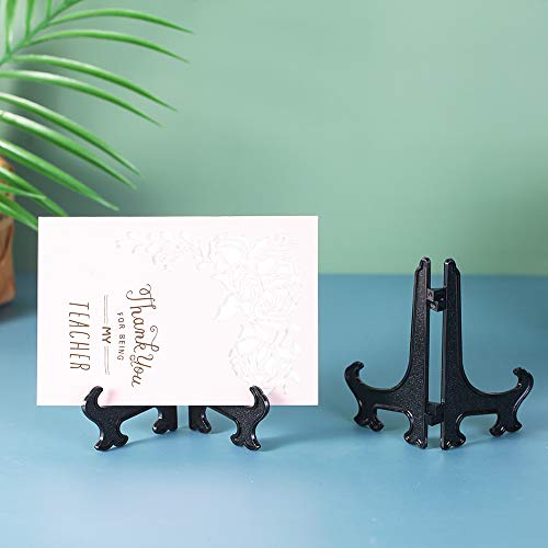 Artliving 5" Black 24pcs/Set Plastic Easels Plate Display Stands Picture Frame Stand Holder - color: Black, size: 5inch(24piece)