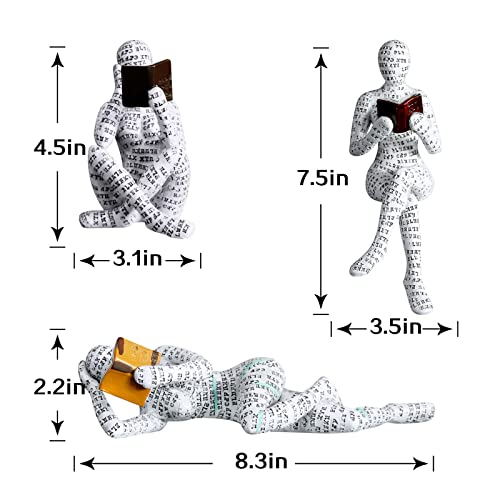 Reading Lady Statue, Lady Statue Decorative Female Figurine Thinker Statue Aesthetic Sculpture Room Decor, Bookshelf Desk Home Living Room Bedroom Decor Modern Abstract Decor (C) - style: C