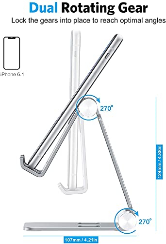 OMOTON Foldable Cell Phone Stand, C4 Portable Aluminum Phone Holder, Adjustable Phone Dock Cradle Compatible with iPhone 16/15/14 Pro Max, Samsung Galaxy, Small Tablets and Other Phones, Grey - color: Grey