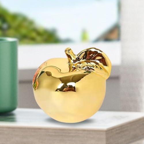 Fenteer Fruit Sculpture Desktop Statue Delicate Ideal Gifts Artistic Ornament Ceramic Figurine for Rooms Porches Desktops Homes Cafes, Golden, S - color: Golden, size: Small