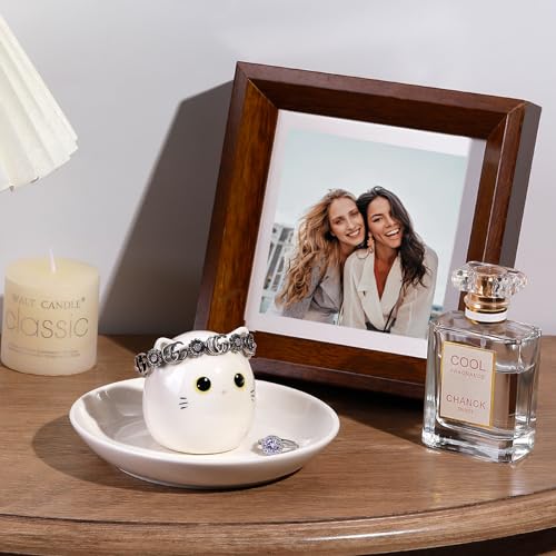 Cat Mom Gifts for Women, Kitty Cat Ring Holder for Jewelry, Jewelry Tray Dish Rings Bracelets Earrings Trinket Tray, Mother's Day Birthday Wedding Christmas Gifts - style: White Cat